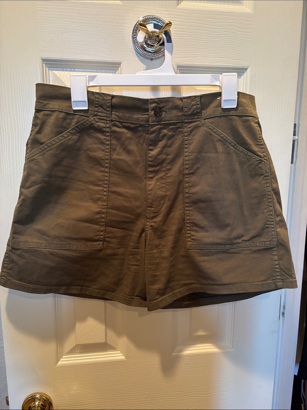 Madewell Olive Utility Bermuda Shorts with Front Patch Pockets